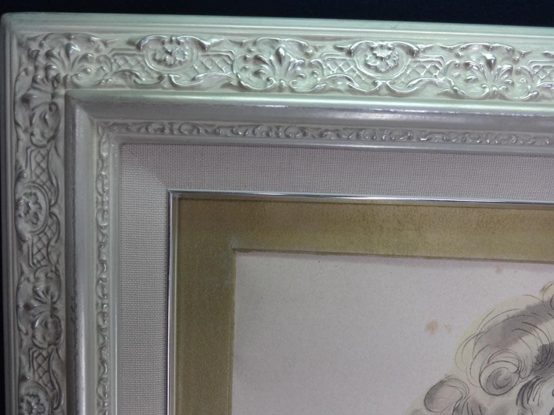 藤田嗣治・少女・1972年頃・肉筆水彩・大型額装・レオナールフジタ・ft90c