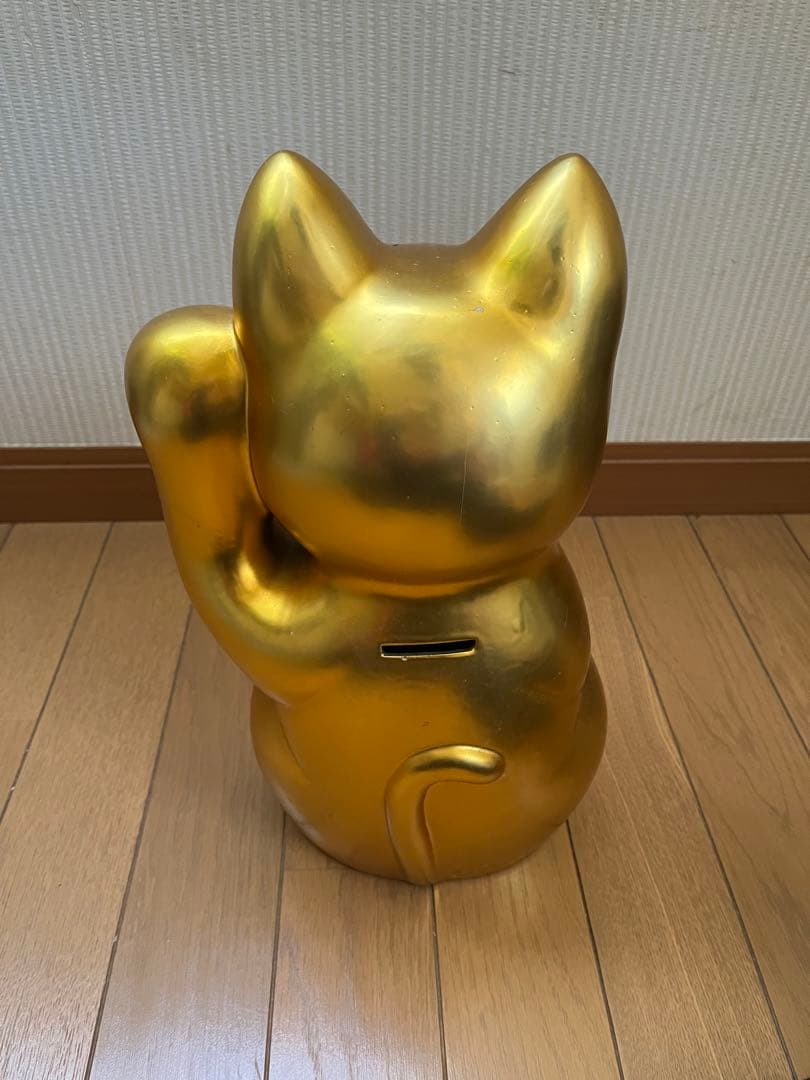 レトロ金色 招き猫 置物 貯金箱　約30cm