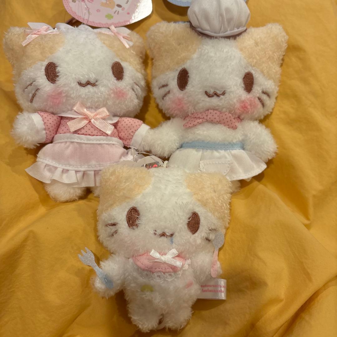 マシュマロみたいなふわふわにゃんこ カラビナ付きマスコットふるふるマスコット3点