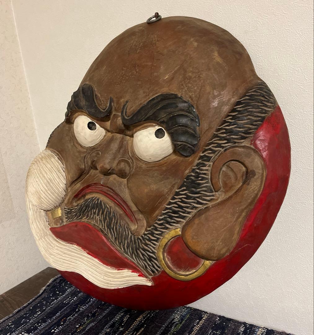 木彫り　壁掛け　達摩　ダルマ　特大　大型　縁起物　インテリア