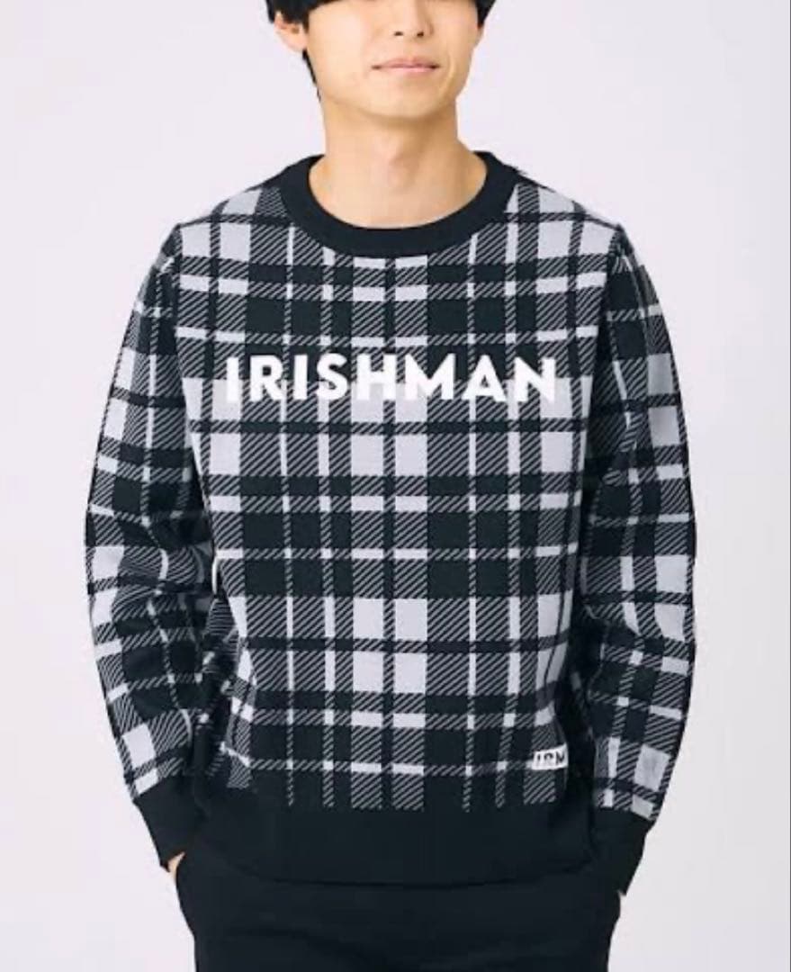 【新品　最安値】IRISHMAN アイリッシュマン オリジナルチェックニット L