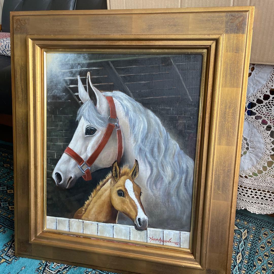 値下げ‼️53万円から295000円に‼️朝比奈マリア　絵画　油絵　愛しい栗毛8号