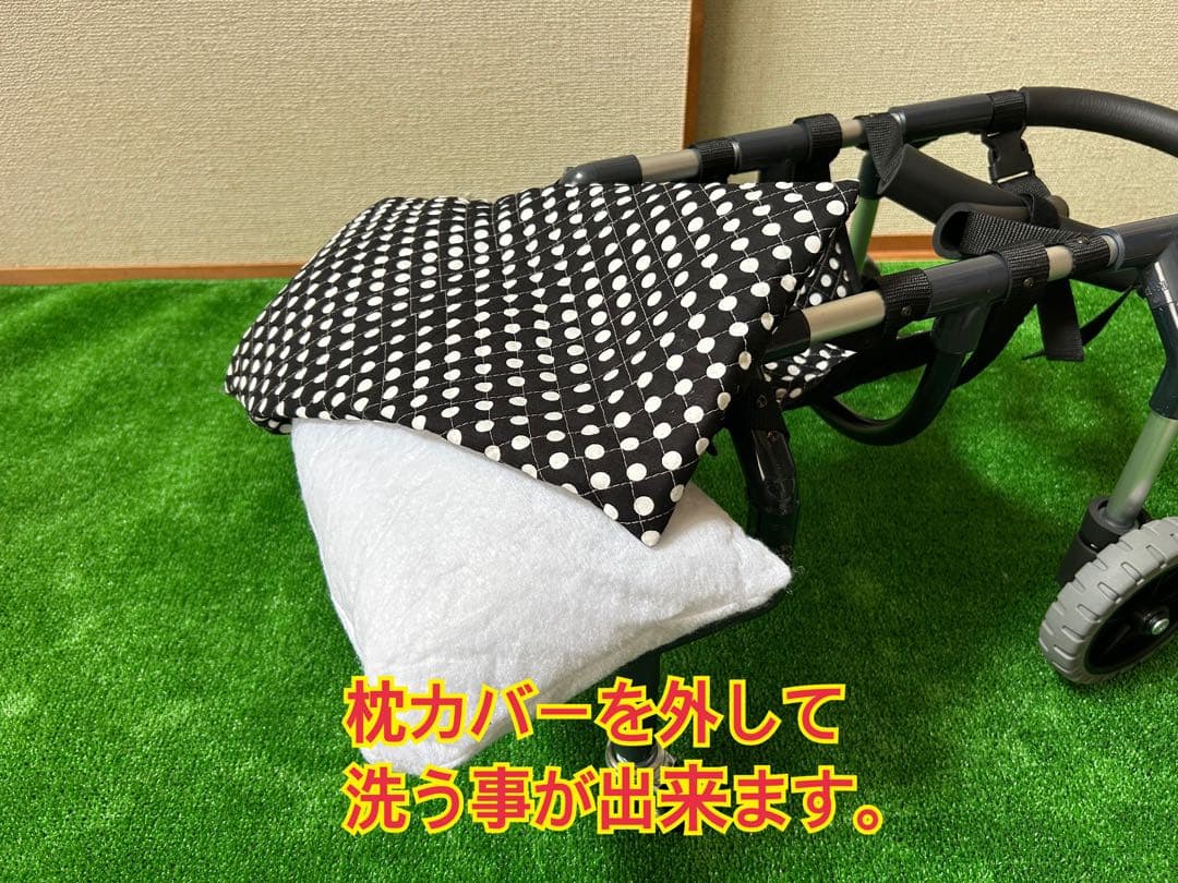 小型犬4輪歩行器　犬用車椅子　介護用　顎のせ枕付き　2.5〜8kg