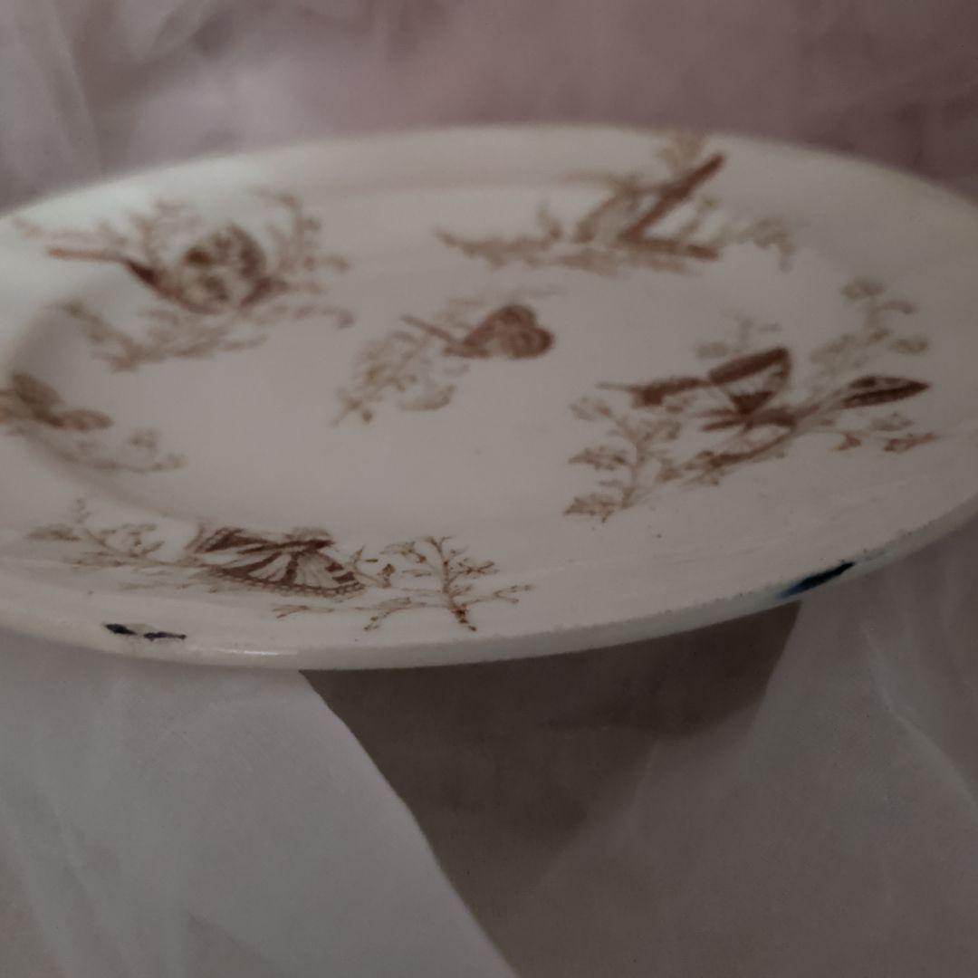 Luneville KG 花リムデザートプレートフランスアンティーク・レア　蝶