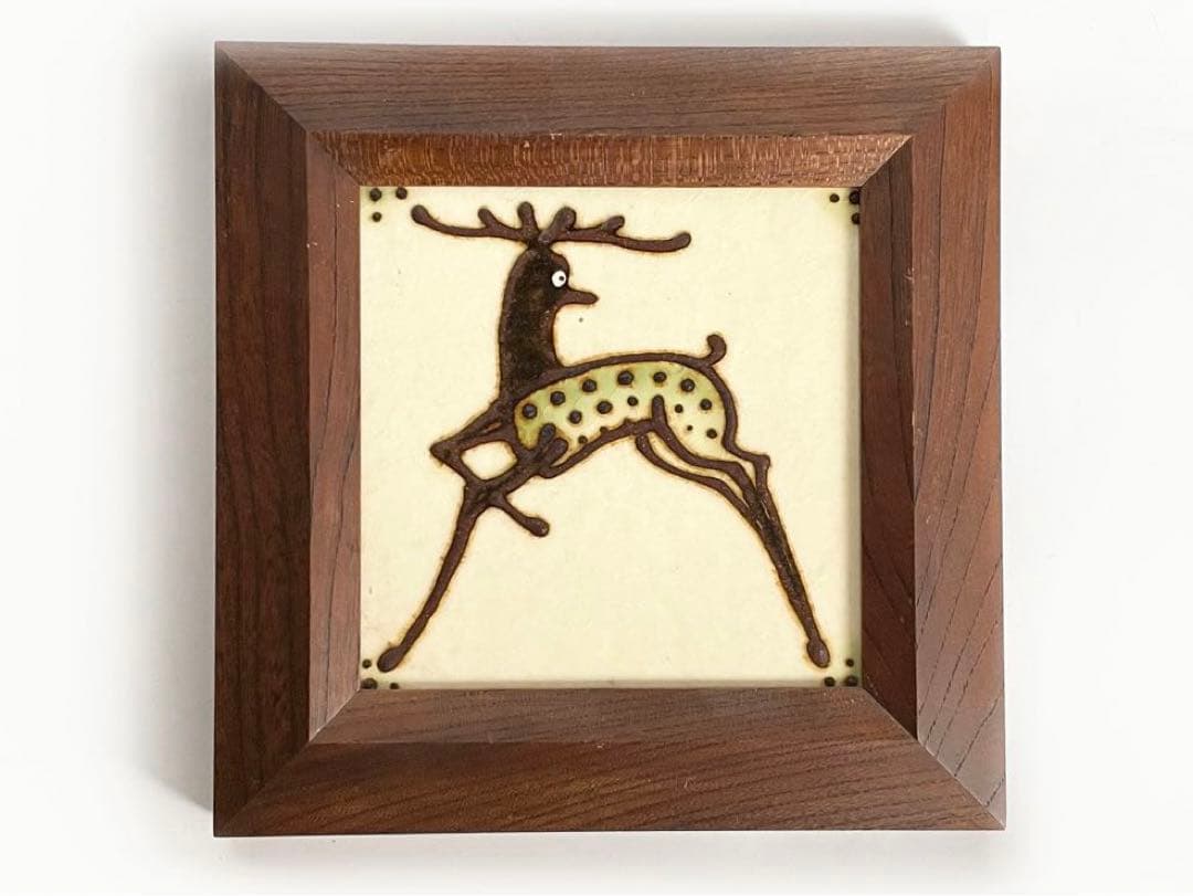 陶芸家　船木研児　船木研兒　舩木　陶板　陶額　鹿　シカ　民藝　民芸