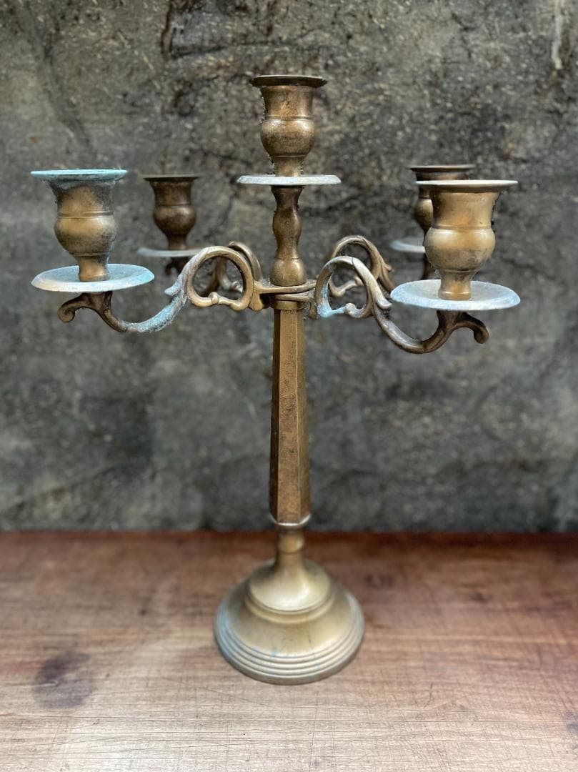 イギリス アンティーク キャンドル ホルダ 真鍮 燭台 ヴィンテージ 古道具