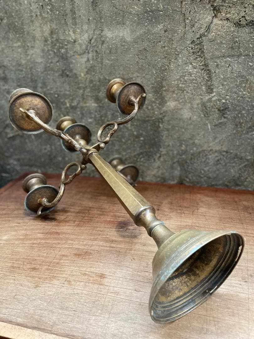 イギリス アンティーク キャンドル ホルダ 真鍮 燭台 ヴィンテージ 古道具