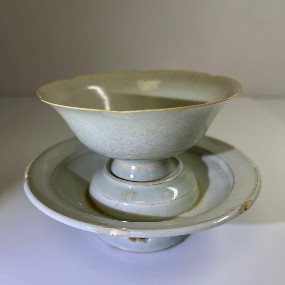 中国宋時代　影青盃、盃台　木箱付　高さ9㎝　東Y7-0709⭐︎2Fトコカ