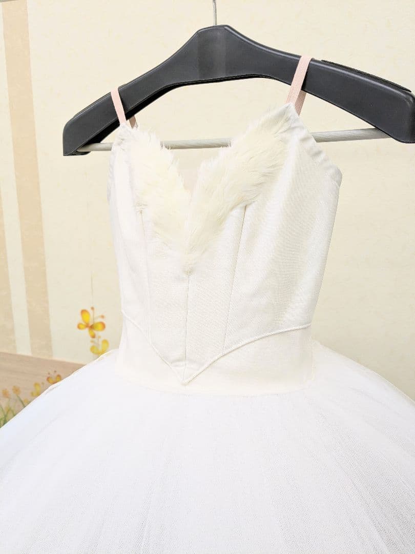 バレエ衣裳/ジュニア 白鳥9着セット 頭飾り(羽)付き