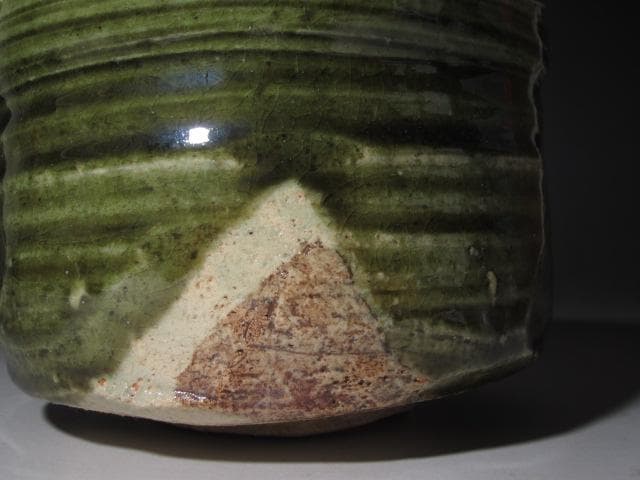 ★　加藤唐九郎　織部茶碗「松風」　目をひく一品です★x426