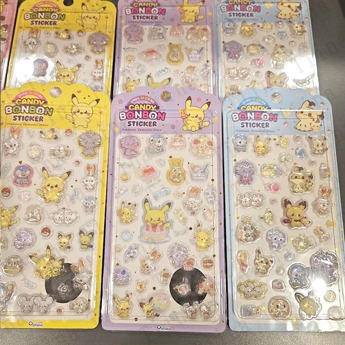 8枚 ポケモン　ボンボン 3D ぷっくり シール　韓国限定　正規品