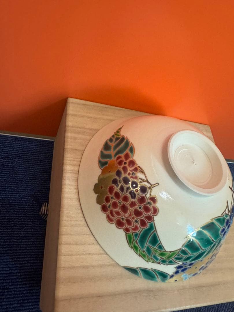 1967 御室窯 仁清紫陽花平茶碗 抹茶碗　未使用