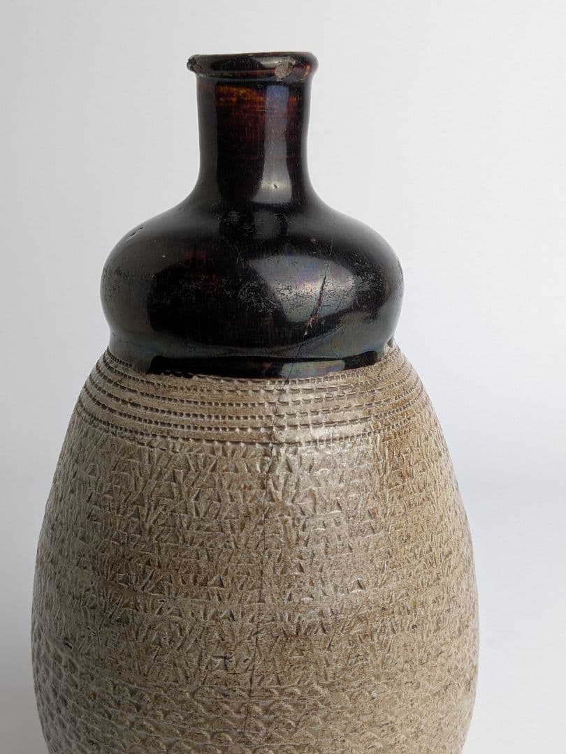 美濃　掛分鎧手徳利　18〜19世紀初　江戸時代　　酒器　花入　花器