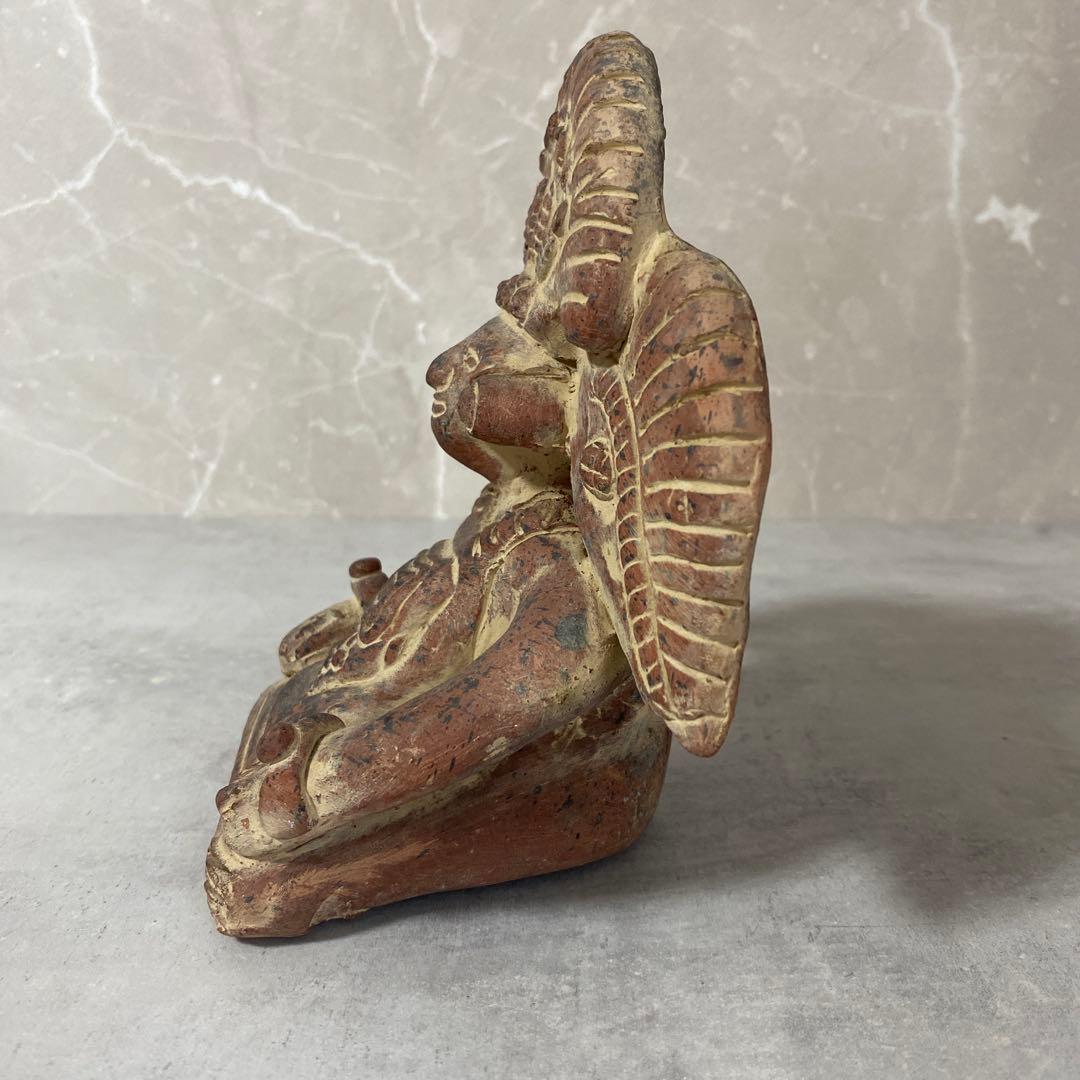 メキシコ　マヤ文明　戦士の土人形　テコラッタ　素焼き　ヴィンテージインテリア