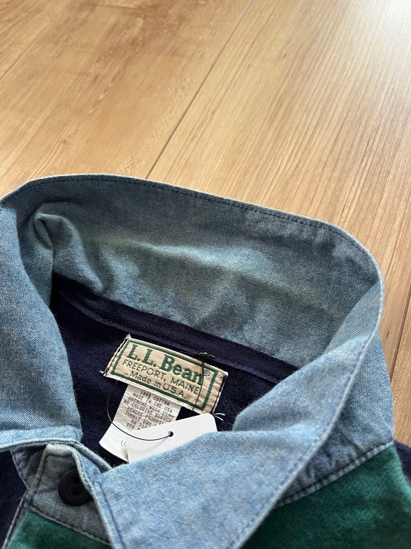 90s L.LBean ラガーシャツ マルチパネル エルエルビーン スウェット