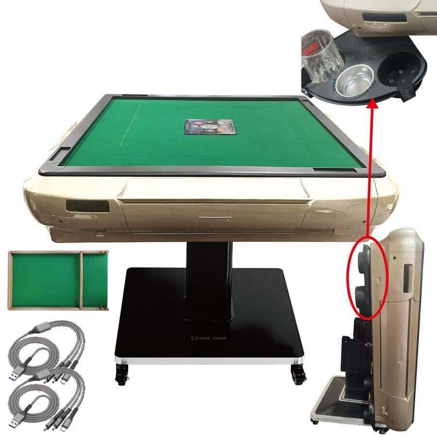 全自動麻雀卓 ガラス製脚 家庭用 折りたたみ 麻雀台 静音（ゴールド：28mm）