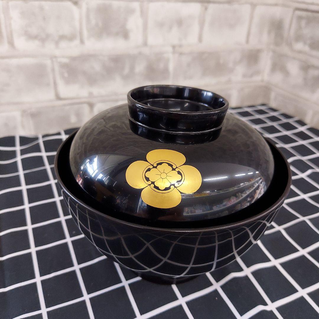 輪島塗 漆器椀５客セット　家紋入り　吸物椀