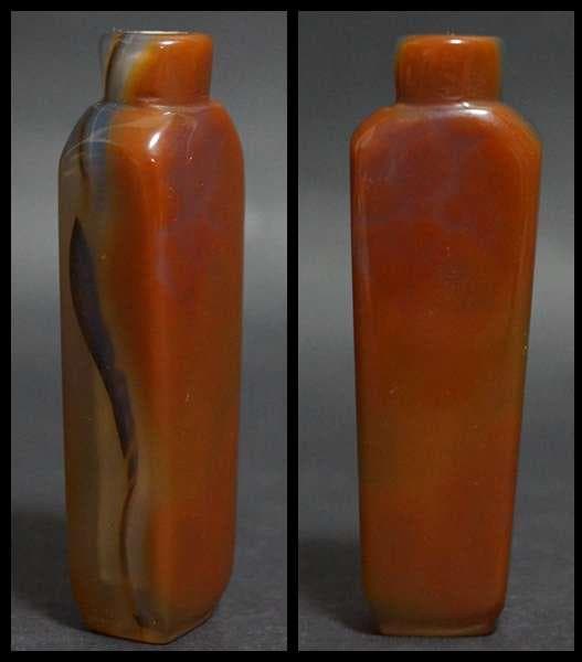 清 天然瑪瑙俏色鼻煙壷 メノウ嗅ぎタバコ 喫煙具 美しい石目★時代物★