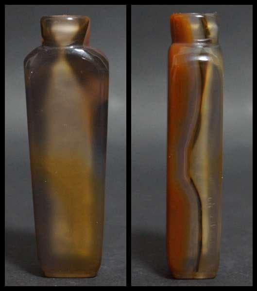 清 天然瑪瑙俏色鼻煙壷 メノウ嗅ぎタバコ 喫煙具 美しい石目★時代物★