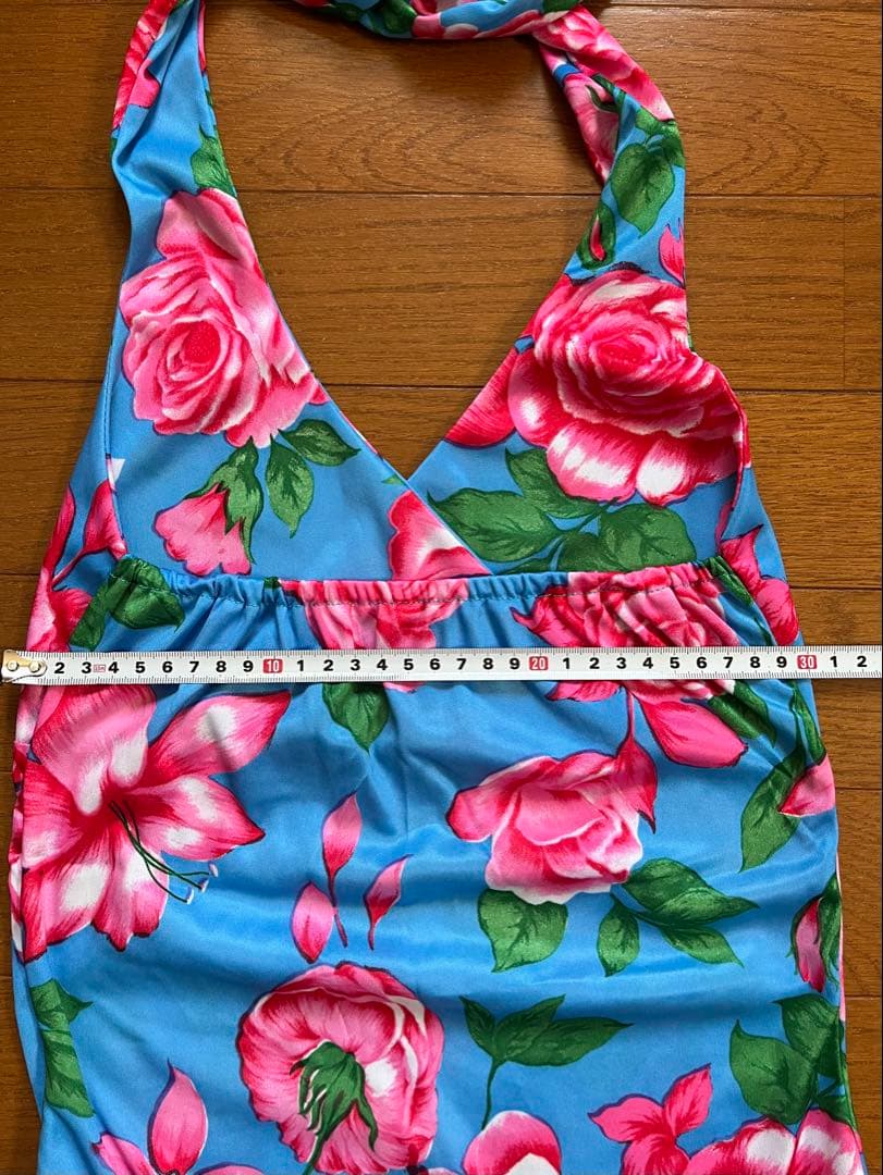 フラメンコドレス 青・ピンク花柄