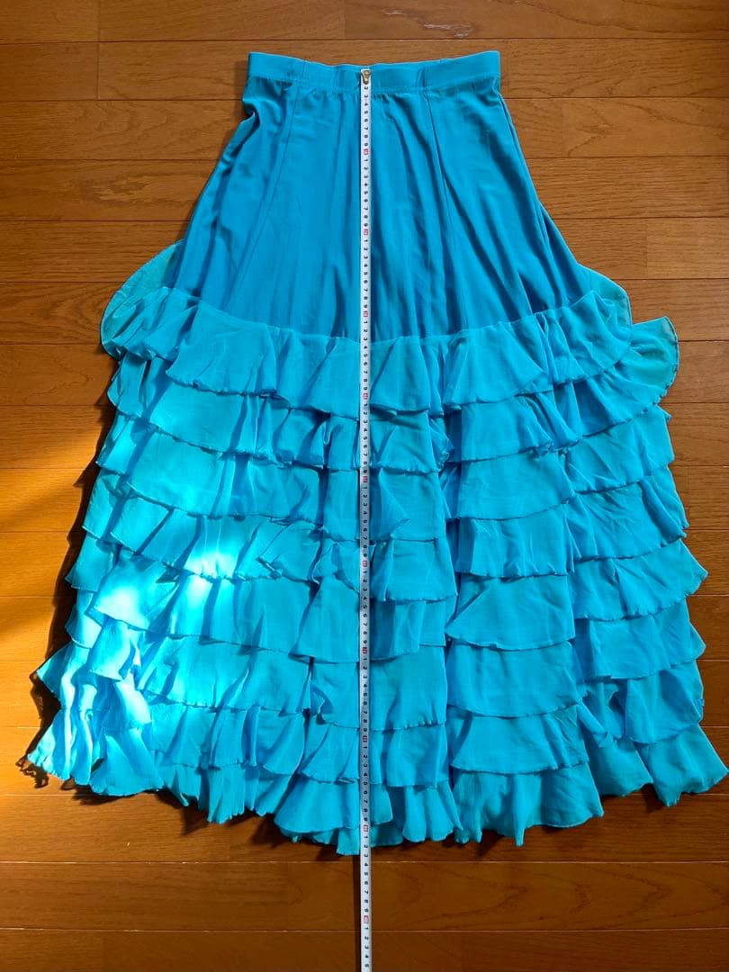 フラメンコドレス 青・ピンク花柄