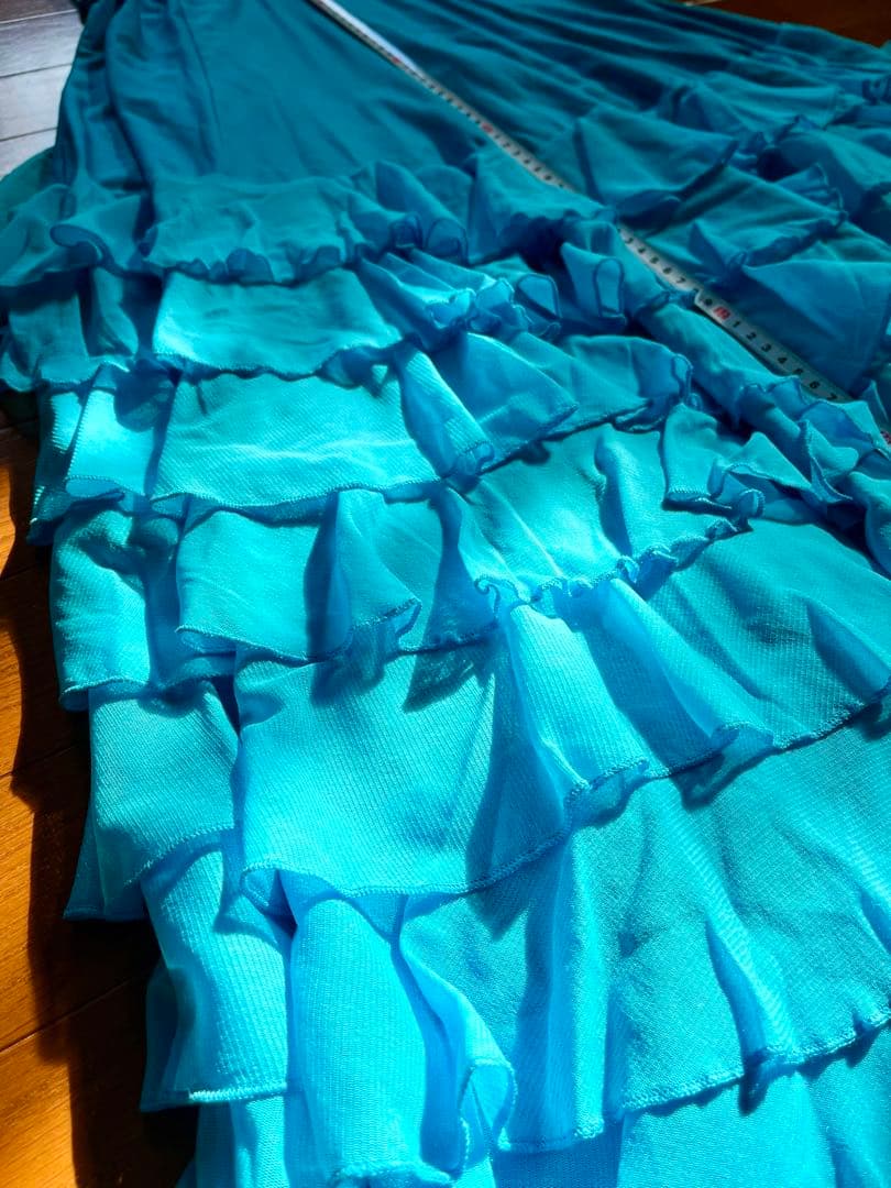 フラメンコドレス 青・ピンク花柄