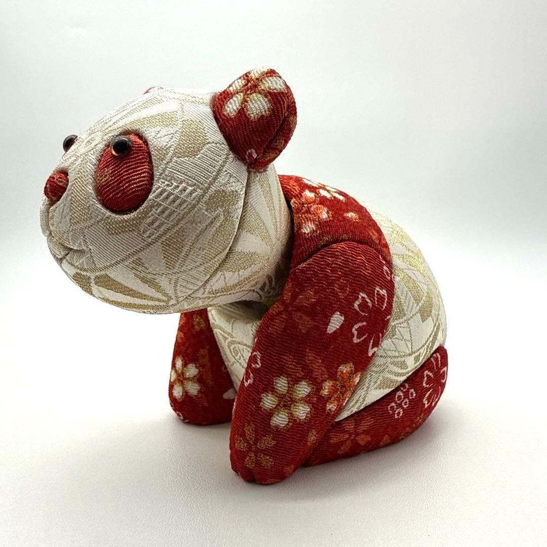 柿沼東光作 江戸木目込み人形 しあわせパンダ (紅）