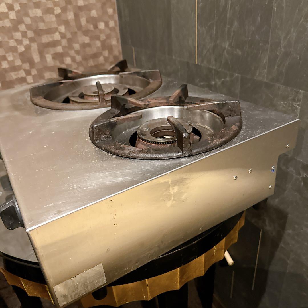 マルゼン 業務用2口ガスコンロ 親子ガス ステンレス 厨房用 クリーニング済