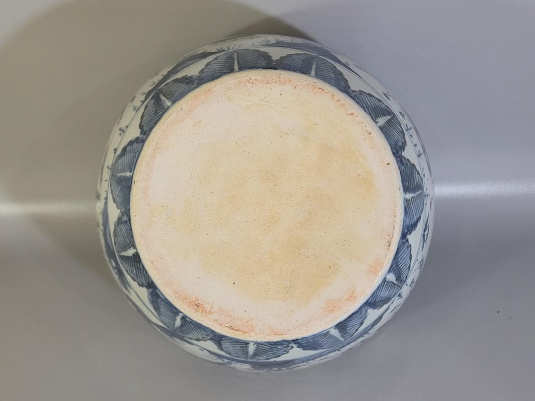 中国 染付 武人紋 蓋壷 茶入 DT166