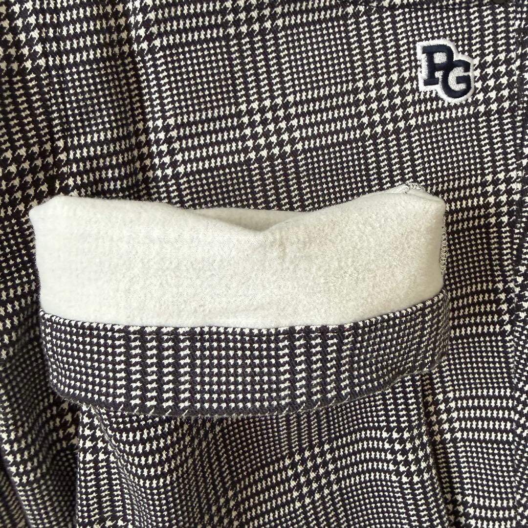 防寒　裏地付き　パーリーゲイツ　パンツ　M〜L相当　チェック　千鳥格子　黒　白