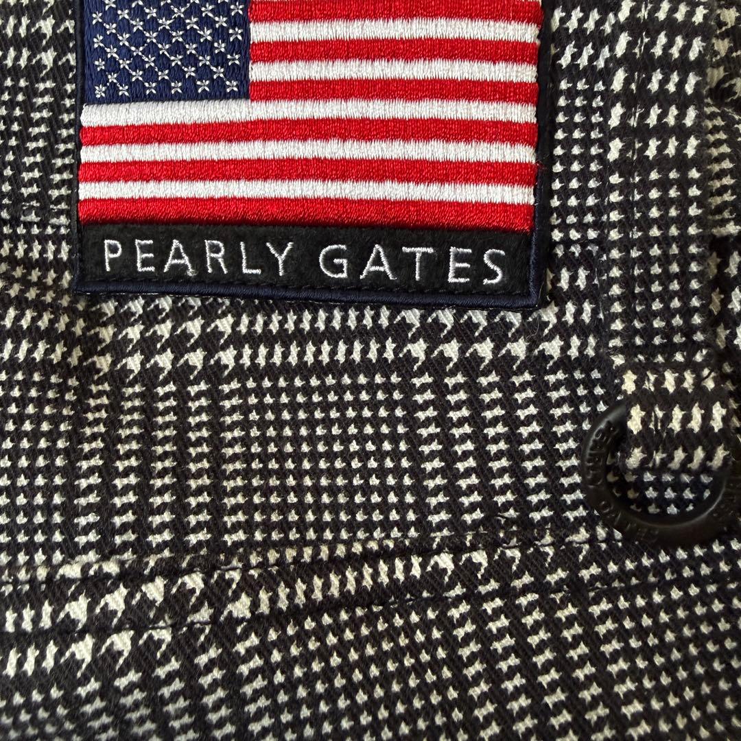 防寒　裏地付き　パーリーゲイツ　パンツ　M〜L相当　チェック　千鳥格子　黒　白