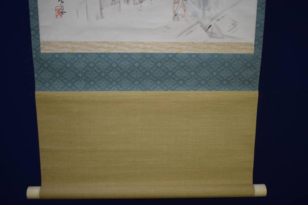 真作/生田花朝女/山水売店人物図/布袋屋掛軸HH-905