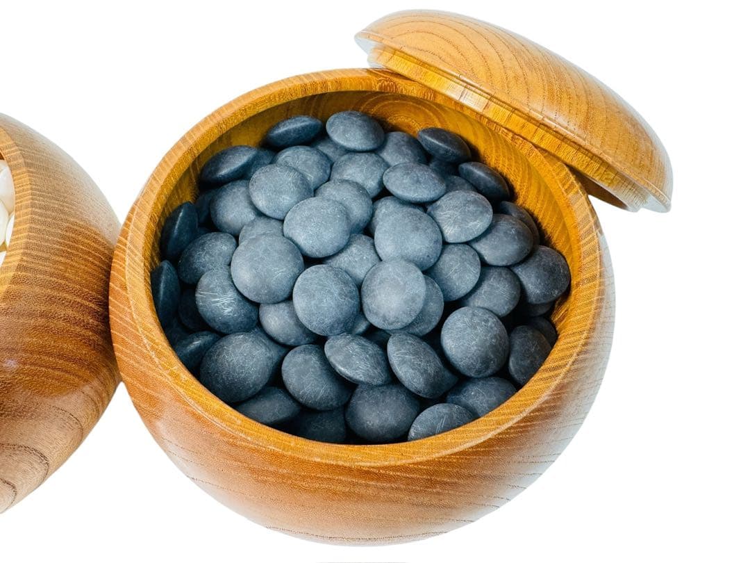 囲碁 36号 蛤碁石 那智黒 碁石 / 超特大 碁笥 欅 上