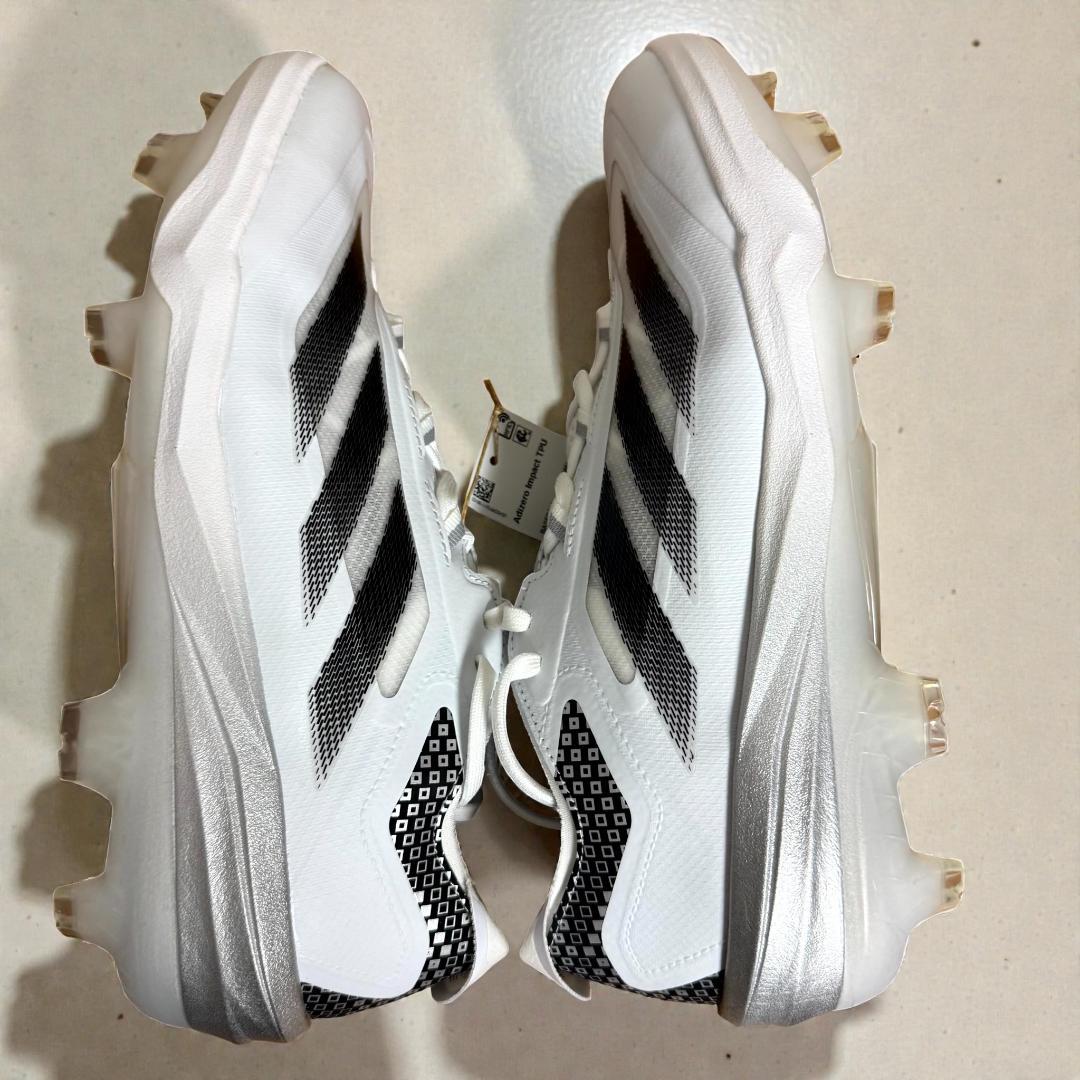 アディダス アディゼロ インパクトTPUホワイト ブラック 野球クリート