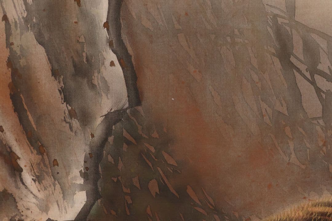 【真作】日本画 松原寿石 猛虎図 絹本 掛け軸 大正7年岐阜 MA839