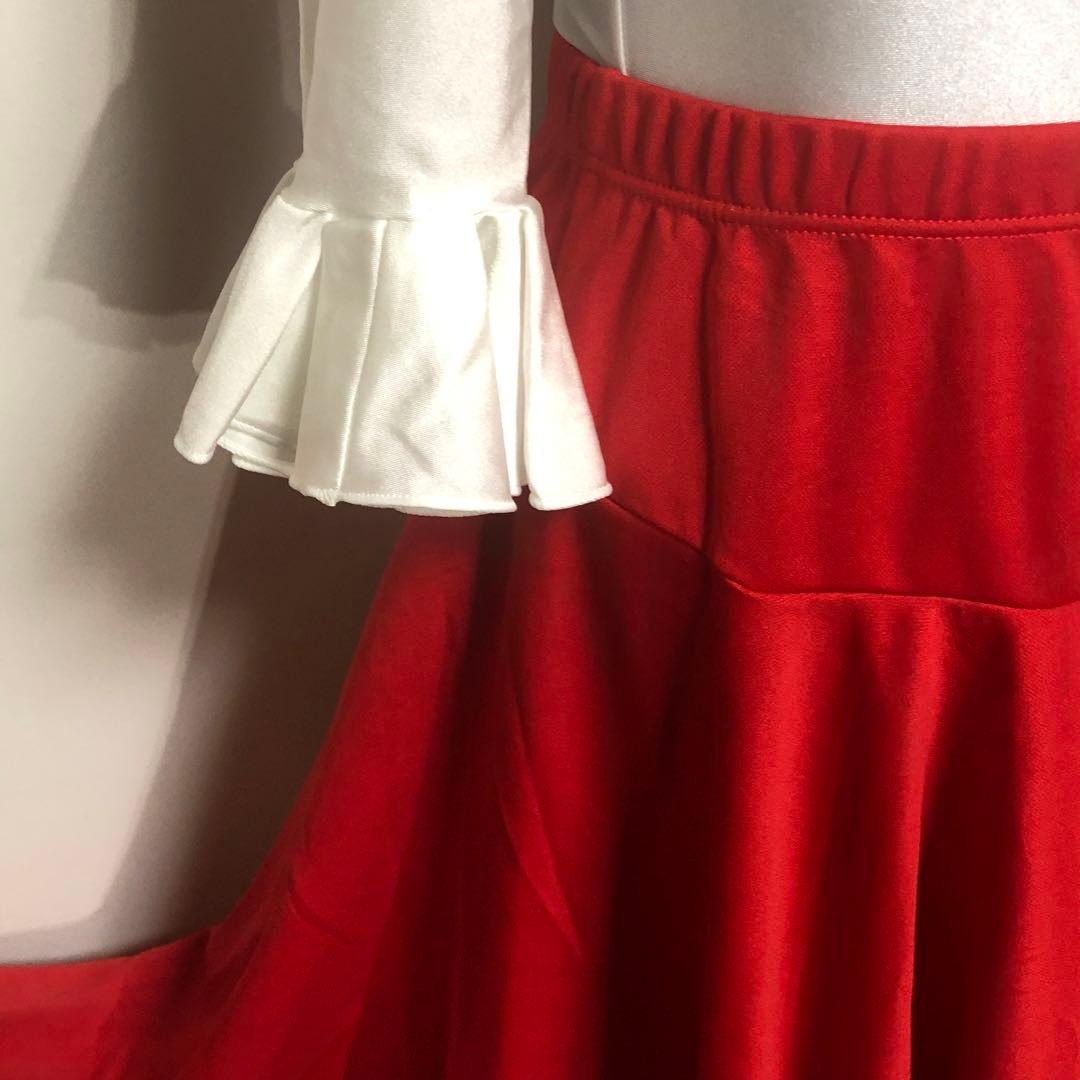 スペイン直輸入★8歳用フラメンコファルダ&レオタードセット 赤白