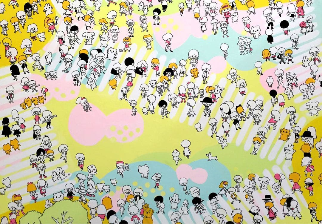 夢の交差点 渋谷芸術祭 入選 アクリル画 絵画 インテリア イラスト 原画