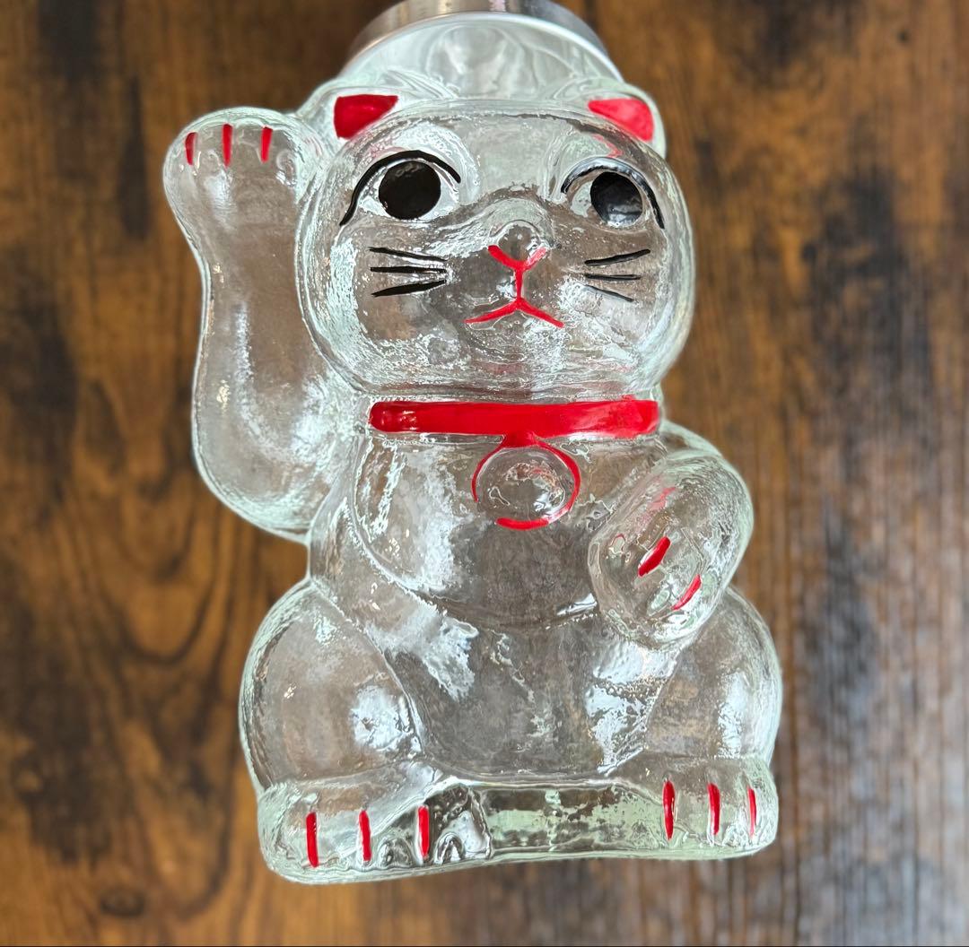 ビンテージ瓶、クリア招き猫、美品、即購入OK、すぐに匿名発送いたします