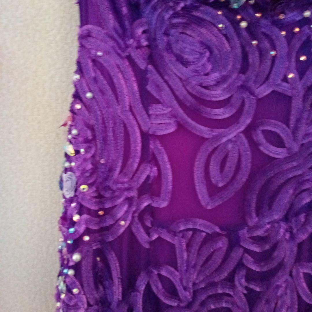 紫色 フラワー刺繍付き ダンスドレス　社交ダンス