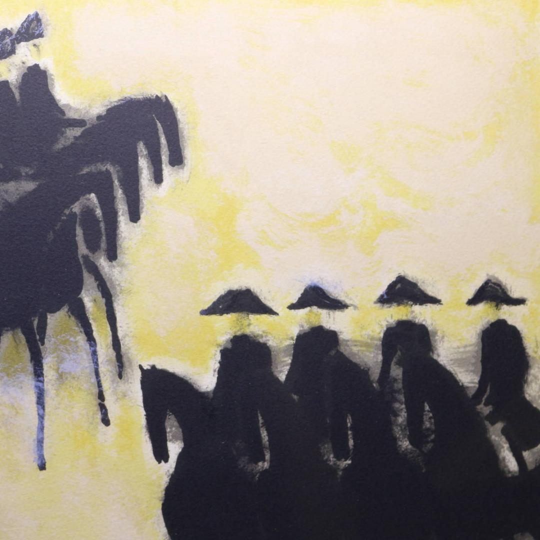 『ソミュールの黒い馬』Andre Brasilier リトグラフ 石版画 額装