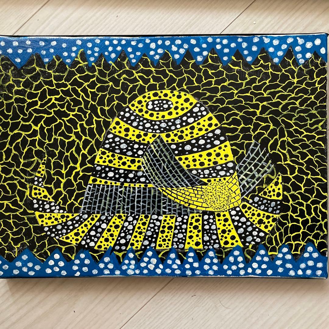 B*B様 草間彌生【帽子】肉筆/表裏サイン有り/油彩/アクリル/絵画/額縁