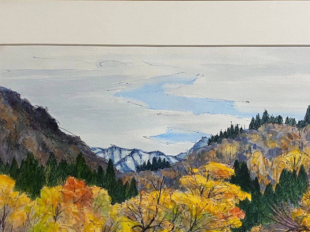 宇賀治徹男作　水彩絵　直筆　額装　送料込み250702