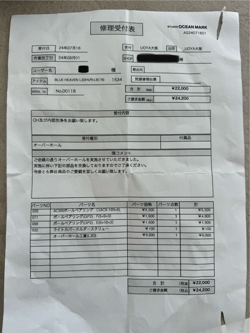 【スタジオオーシャンマーク】ブルーヘブン　BH-L30Hi/R