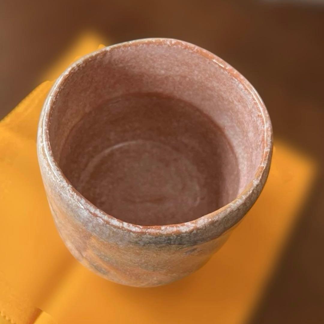 赤楽　筒茶碗　三代　佐々木昭楽造