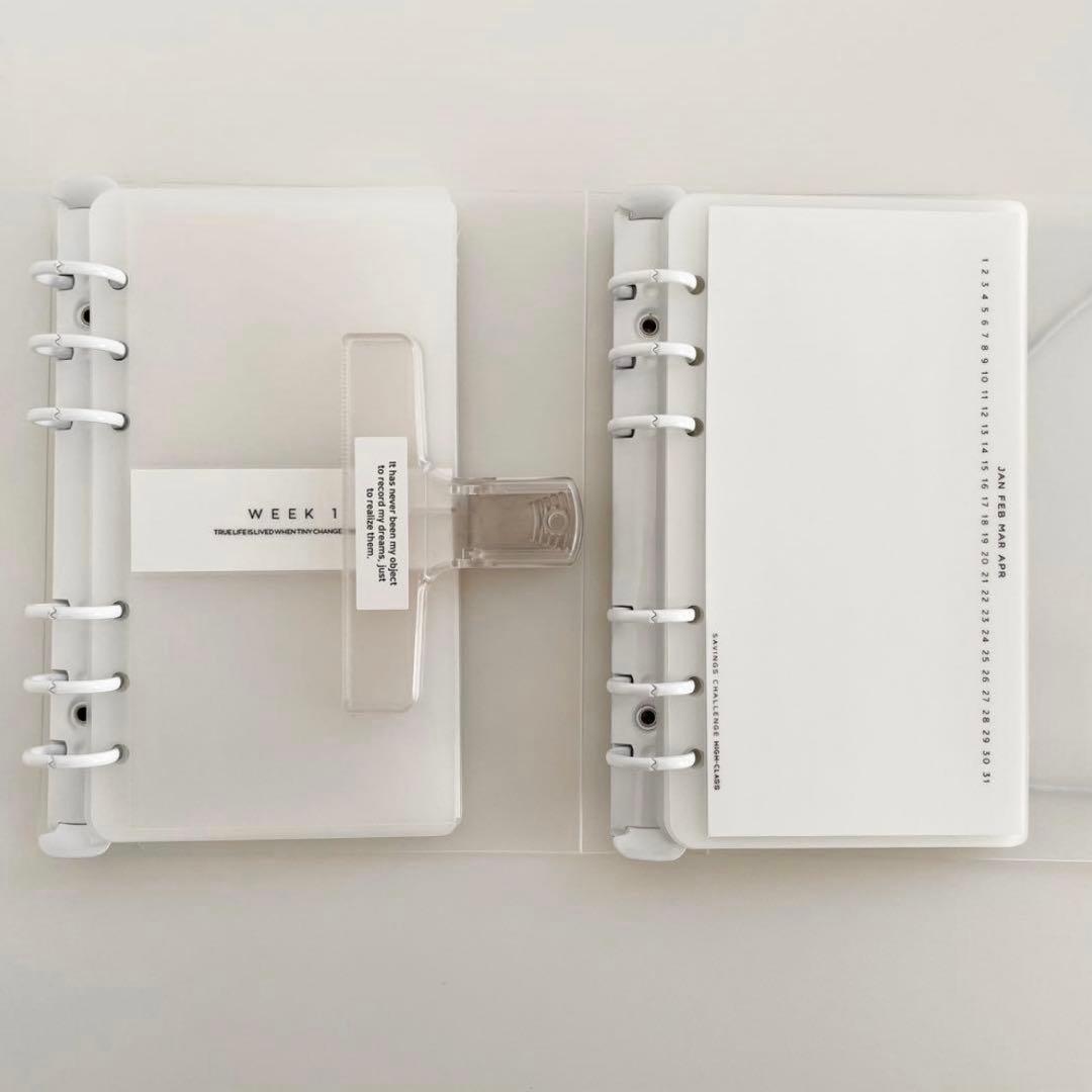 あやまる　韓国　貯金　バインダー　ダブルリングバインダー　白13 リフィル