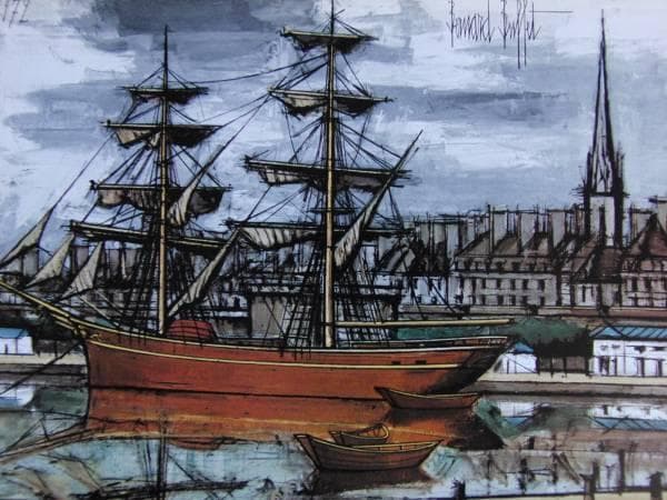 ベルナール・ビュッフェ「Saint Malo,le brick」希少画集の額装画