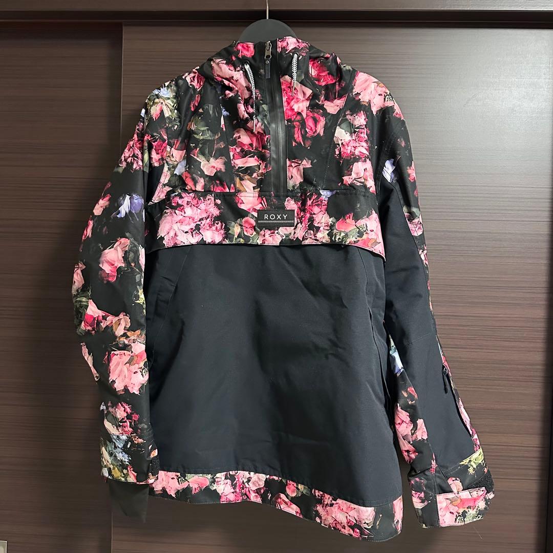 【美品】ROXY スノーウェア 花柄 ハーフジップ Lサイズ・ピンク