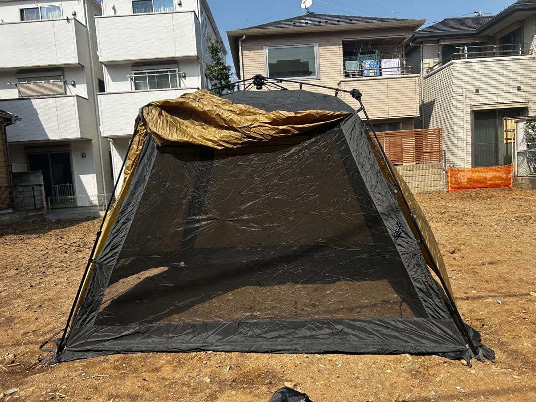 クイックキャンプ　ワンタッチテント　シェード　スクリーンテント　ブラック×サンド
