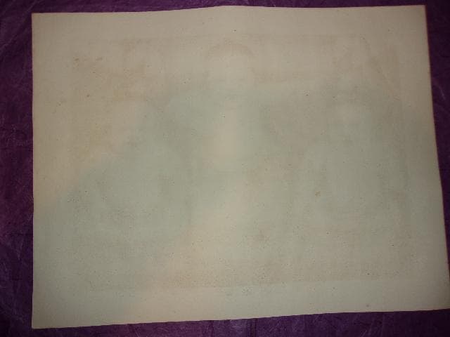 横綱土俵入 砂目石版「大きさ(43.5×33cm)大判 化粧廻し子供3人」裏打無