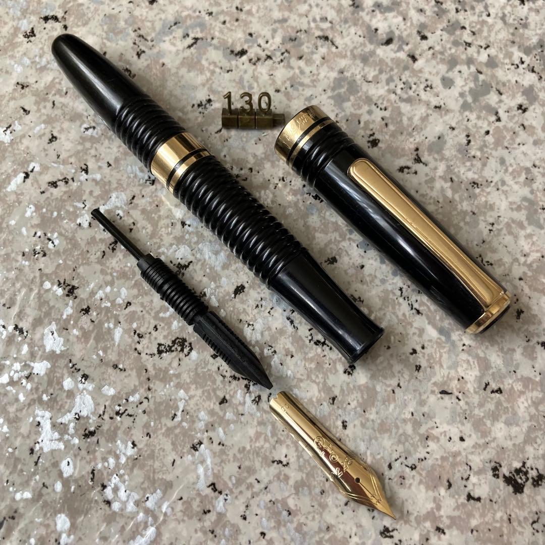 #130 オーバーホール済み 万年筆 PLATINUM ギャザード 14k